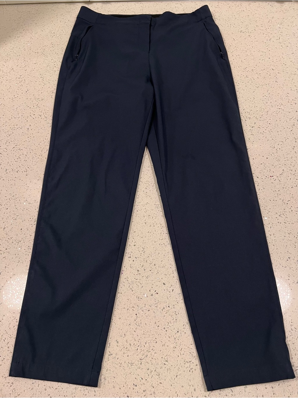 Lolë Travel Pant 4261004 Size 12 Navy Straight Leg Zip Pocket Performance Pants